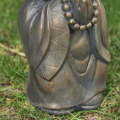 Glitzhome Elegant MGO Faux Bronze Little Buddha Monk Garden Staue
