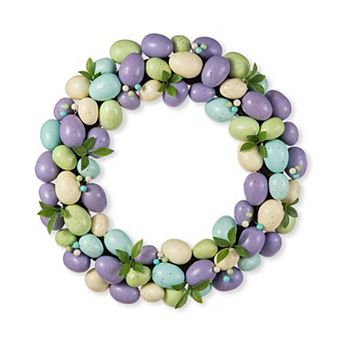 Glitzhome 18" D Handcrafted Easter Purple Hue Eggs Wreath