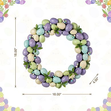 Glitzhome 18" D Handcrafted Easter Purple Hue Eggs Wreath
