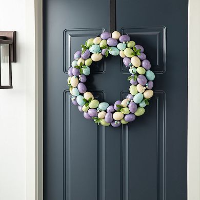 Glitzhome 18" D Handcrafted Easter Purple Hue Eggs Wreath