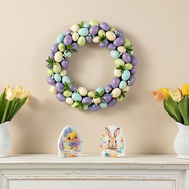 Glitzhome 18" D Handcrafted Easter Purple Hue Eggs Wreath