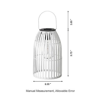 Glitzhome Set of 2 White Solar Powered Edison Bulb Outdoor Hanging Lantern