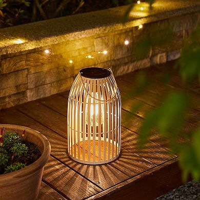 Glitzhome Set of 2 White Solar Powered Edison Bulb Outdoor Hanging Lantern