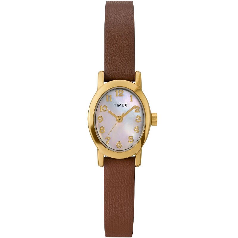 Timex® Cavatina Women's Leather Strap Watch - TW2W82500JT, Size: 18MM, Brown