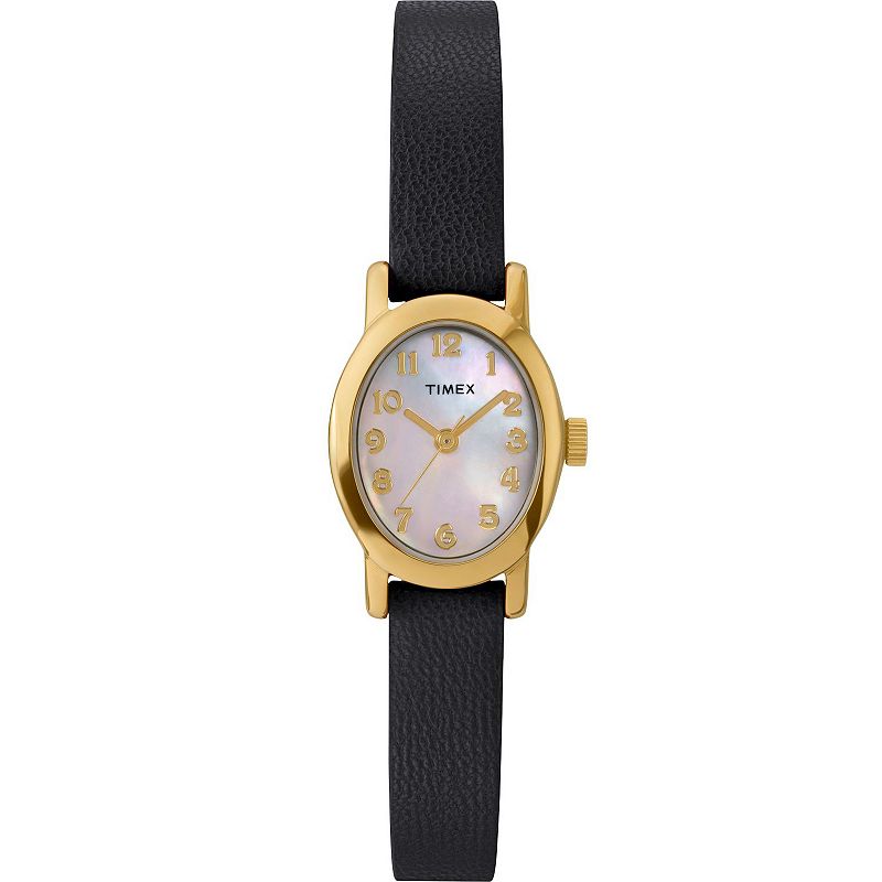 Timex® Cavatina Women's Leather Strap Watch - TW2W82600JT, Size: 18MM, Black