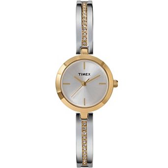 Timex® Women's Two Tone Semi-Bangle Bracelet Watch with Crystal Accents - TW2W96200JT