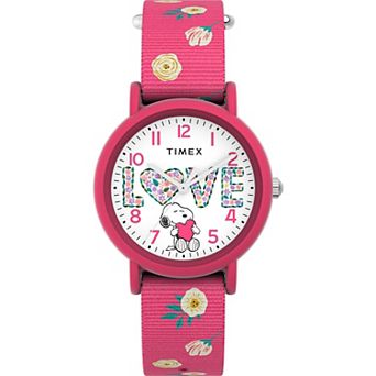 Timex® Color Rush x Peanuts® Snoopy Floral Fabric Strap Watch - TW2W83200JT