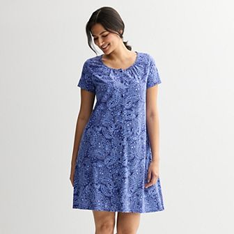 Women's Croft & Barrow® Short Sleeve Sleep Knit Gown