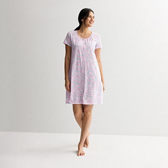 Petite Croft & Barrow® Short Sleeve Knit Sleep Gown