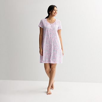 Petite Croft & Barrow® Short Sleeve Knit Sleep Gown