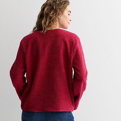 Women's Draper James Button-Front Teddy Bed Jacket