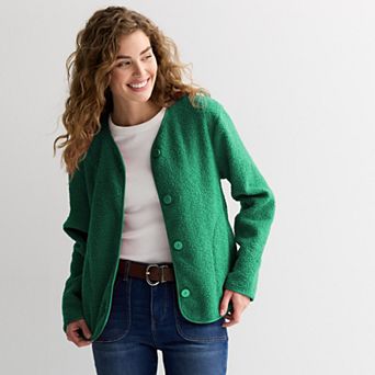 Women's Draper James Button-Front Teddy Bed Jacket