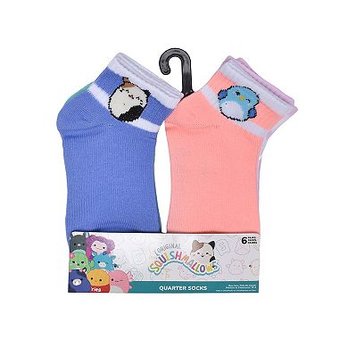 Girls Squishmallows 6-Pack Quarter Socks