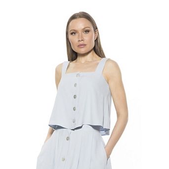 Women's ALEXIA ADMOR Elena Button Down Trapeze Tank Top