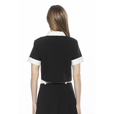 Women's ALEXIA ADMOR Emery Short Sleeve Collared Button Down Top