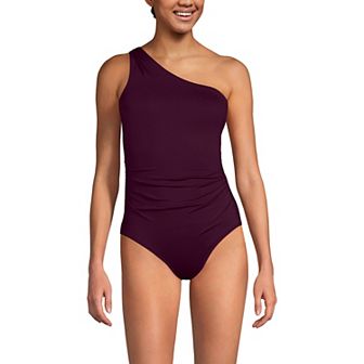 Women's Lands' End Shirred One Shoulder One-Piece Swimsuit