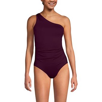 Women's Lands' End Shirred One Shoulder One-Piece Swimsuit