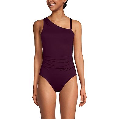 Women's Lands' End Shirred One Shoulder One-Piece Swimsuit