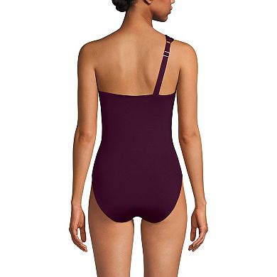 Women's Lands' End Shirred One Shoulder One-Piece Swimsuit