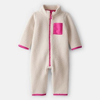 Baby Girl Carter's Color Block Fleece Long Sleeve Jumpsuit