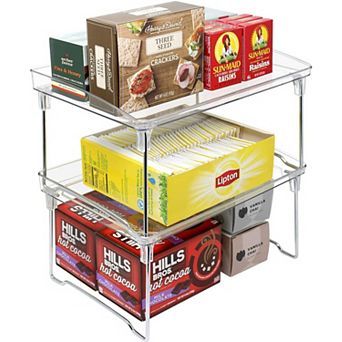 Sorbus 2 tier Foldable Storage Shelf Organizer Stand Racks