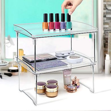 Sorbus 2 Tier Foldable Storage Shelf Organizer Stand Racks