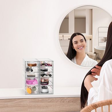 Sorbus 10 Drawers Acrylic Organizer - 2 Pcs Clear Stackable Storage Drawers