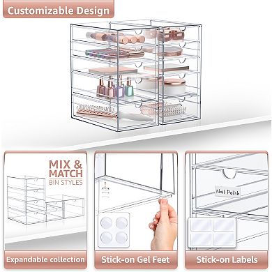 Sorbus 10 Drawers Acrylic Organizer - 2 Pcs Clear Stackable Storage Drawers