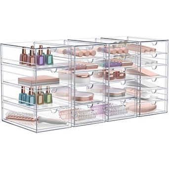 Sorbus 20 Drawers Acrylic Organizer - 4 pc Clear Stackable Storage Drawers