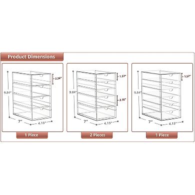 Sorbus 20 Drawers Acrylic Organizer - 4 Pcs Clear Stackable Storage Drawers