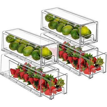 Sorbus 4 Pack Small Clear Stackable Pull Out Organizer Bins - Organization and Storage
