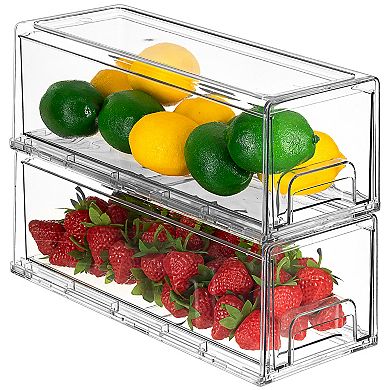 Sorbus 4 Pack Small Clear Stackable Pull Out Organizer Bins - Organization and Storage
