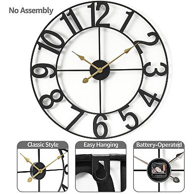 Sorbus 24 inch Large Decorative Numeral Wall Clock