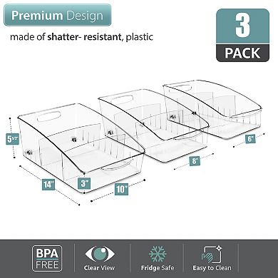 Sorbus Clear Organizing Bins on Wheels (Varying Sizes - 3 Pack)