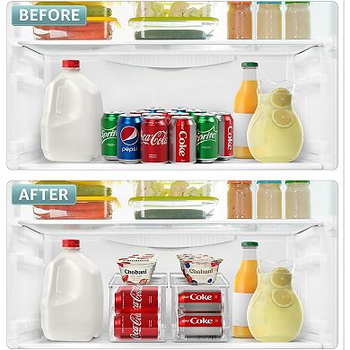 Sorbus 2 Pack Clear 12-Can Organizer with Lids - Stackable Design, Maximize Space, Safe & Durable