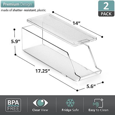 Sorbus 2 Pack Clear 12-Can Organizer with Lids - Stackable Design, Maximize Space, Safe & Durable