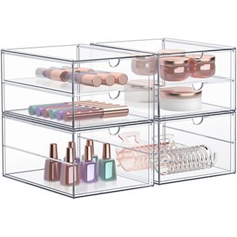 Sorbus 3 Drawers Acrylic Organizer - 4 pc Clear Stackable Storage Drawers