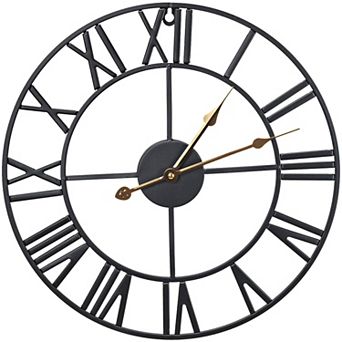 Sorbus 16" Oversized Black Metal Decorative Analog Round Wall Clock