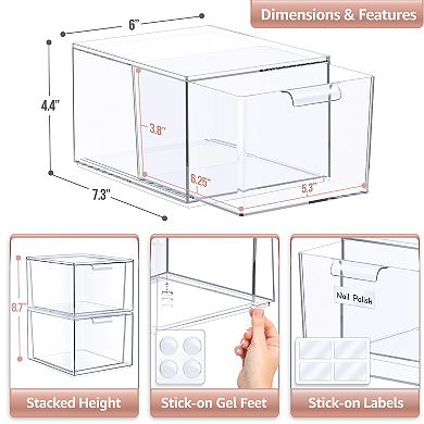 Sorbus Clear Stackable Acrylic Drawer Makeup Organizer