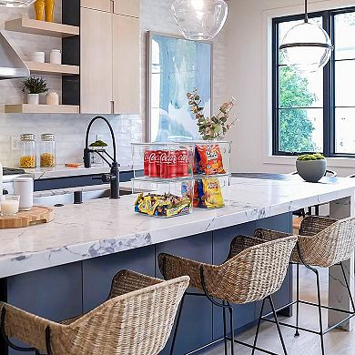 Sorbus 2 Pack Small Clear Storage Bins with Handles and Lids - for Kitchen, Pantry & Refrigerator