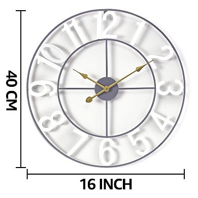 Sorbus 16-inch Large Numeral Decorative Wall Clock (White)