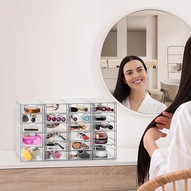 Sorbus 22 Drawers Acrylic Organizer - 4 Pcs Clear Stackable Storage Drawers