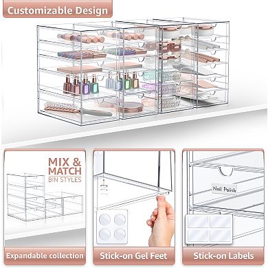 Sorbus 22 Drawers Acrylic Organizer - 4 Pcs Clear Stackable Storage Drawers