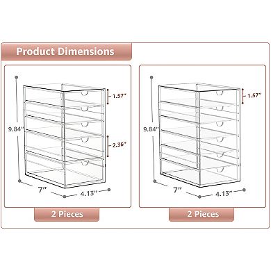 Sorbus 22 Drawers Acrylic Organizer - 4 Pcs Clear Stackable Storage Drawers
