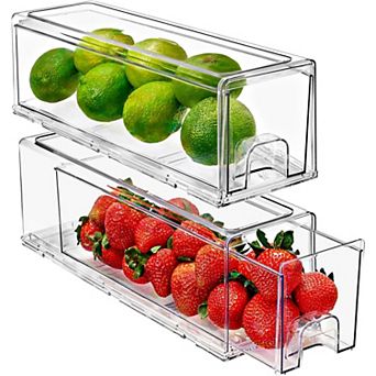 Sorbus 2 Pack Small Clear Stackable Pull-Out Drawers - Organization and Storage