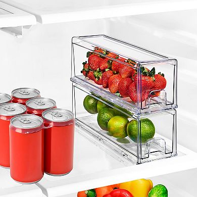Sorbus 2 Pack Small Clear Stackable Pull-Out Drawers - Organization and Storage
