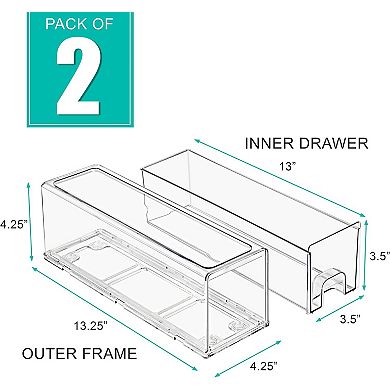 Sorbus 2 Pack Small Clear Stackable Pull-Out Drawers - Organization and Storage