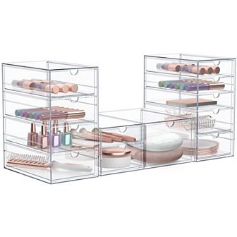Sorbus 12 Drawers Acrylic Organizer - 3 pc Clear Stackable Storage Drawers