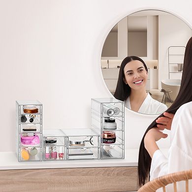Sorbus 12 Drawers Acrylic Organizer - 3 Pcs Clear Stackable Storage Drawers