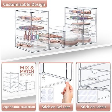 Sorbus 12 Drawers Acrylic Organizer - 3 Pcs Clear Stackable Storage Drawers